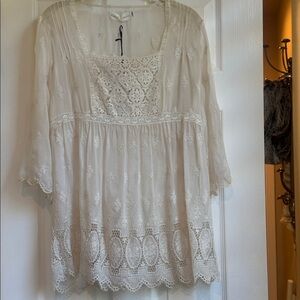 Johnny Was 4 Love and Liberty - Ecru Silk Blend Lace Blouse - New With Tags!